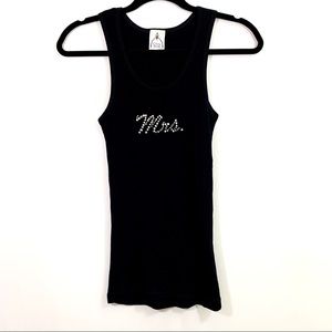 Classy Bride Mrs. Swarovski Crystal Black Tank